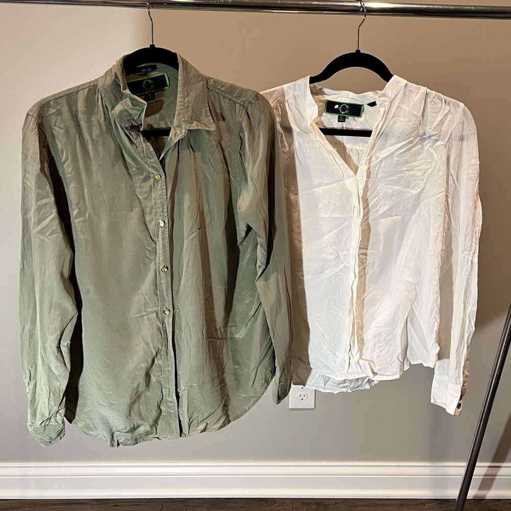 2 100% Silk Wonder Button Shirts